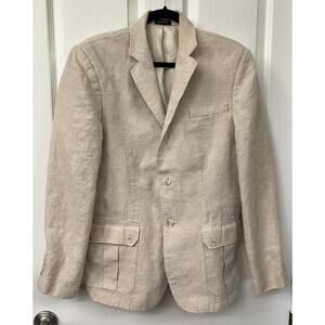 Murano beige 100% linen medium Blazer light brown tan women's 2 button